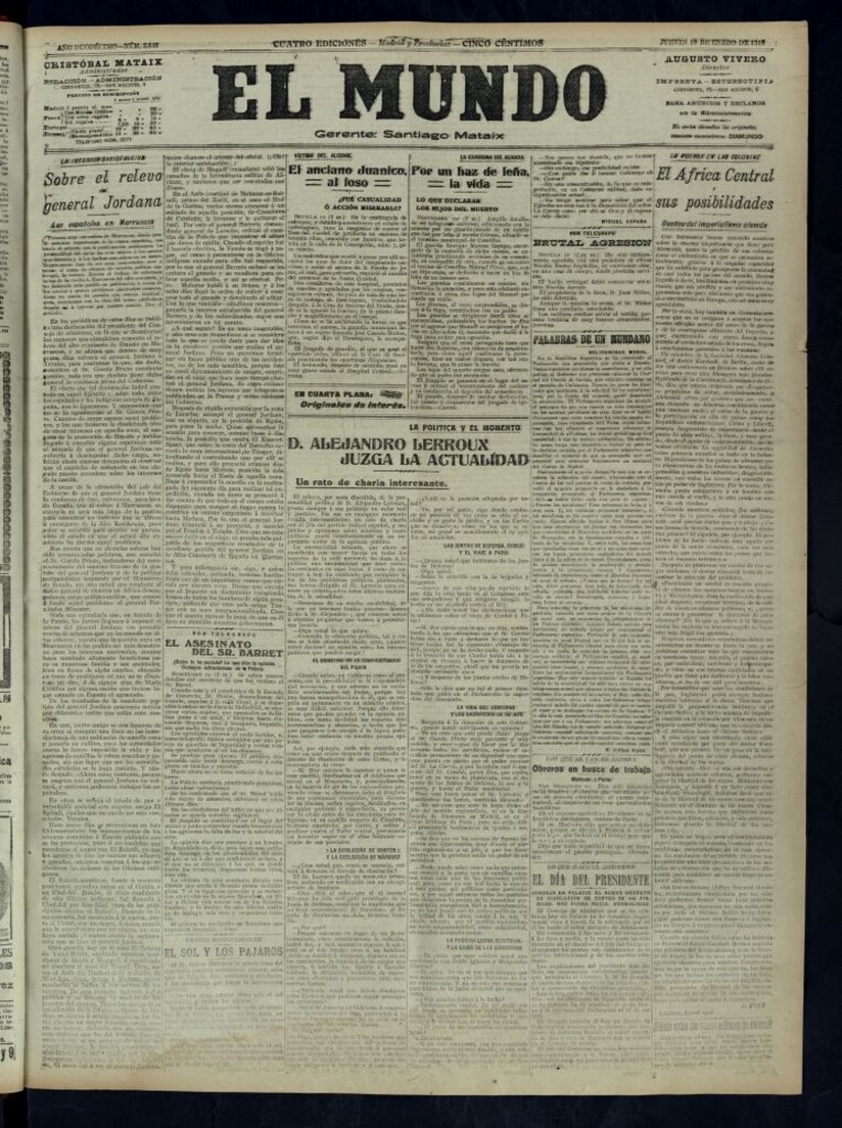 Miniatura de El Mundo del 10 de enero de 1918 (edición de provincias)