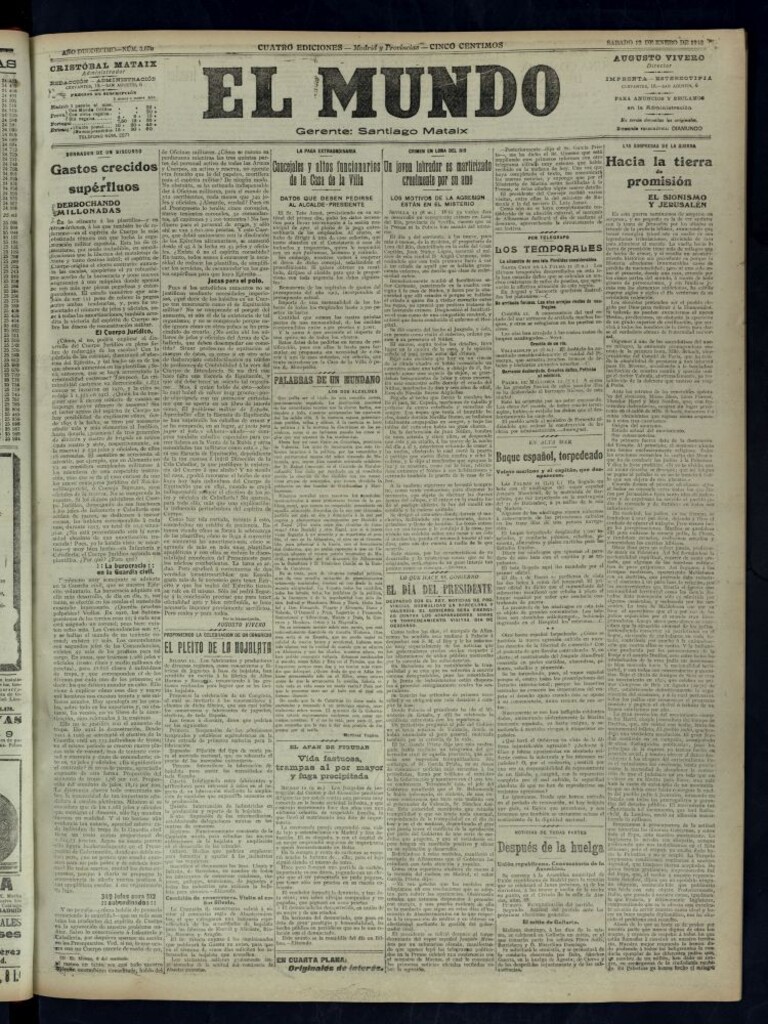 Miniatura de El Mundo del 12 de enero de 1918 (edición de provincias)