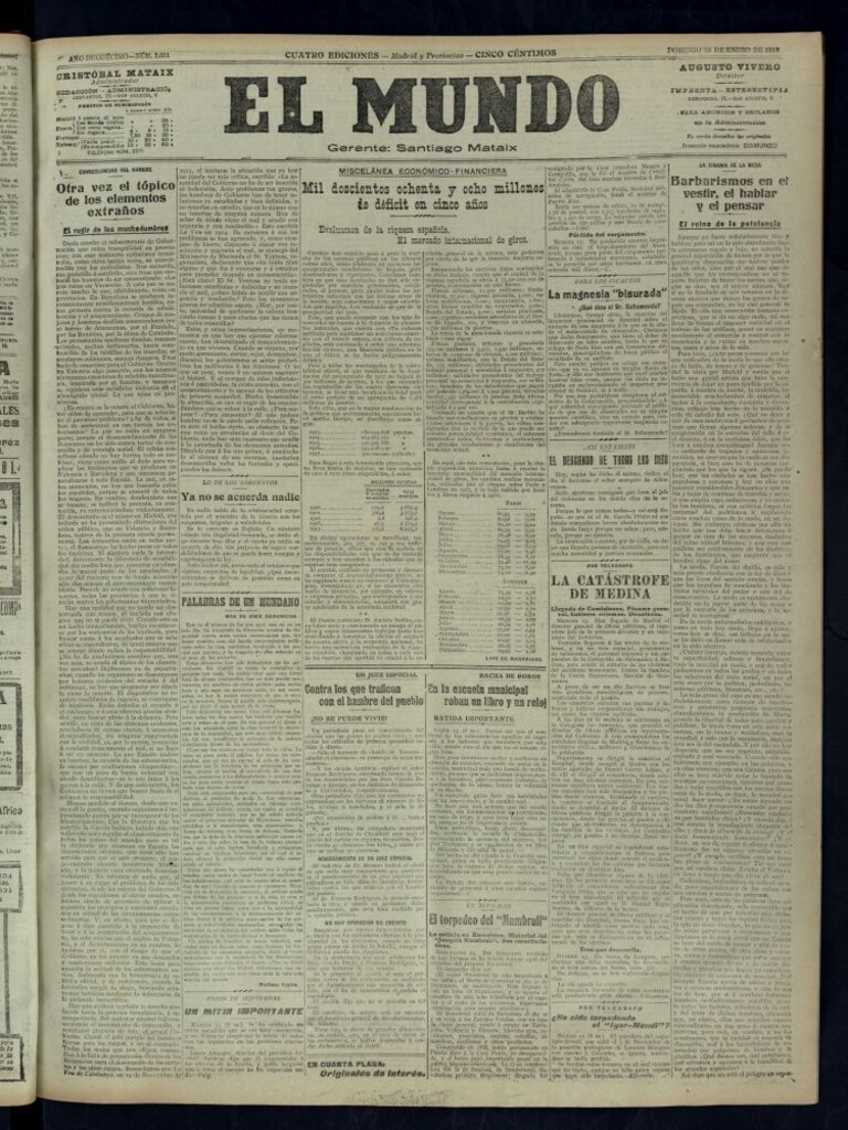 Miniatura de El Mundo del 13 de enero de 1918 (edición de provincias)