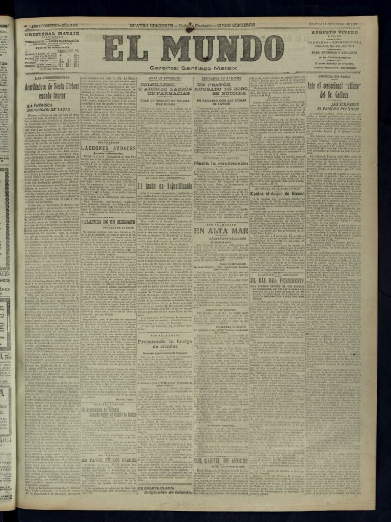 Miniatura de El Mundo del 15 de enero de 1918 (edición de provincias)