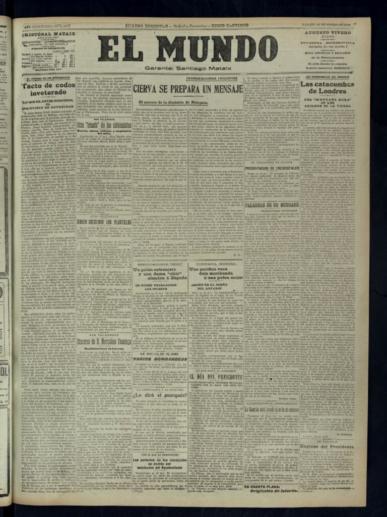 Miniatura de El Mundo del 19 de enero de 1918 (edición de provincias)