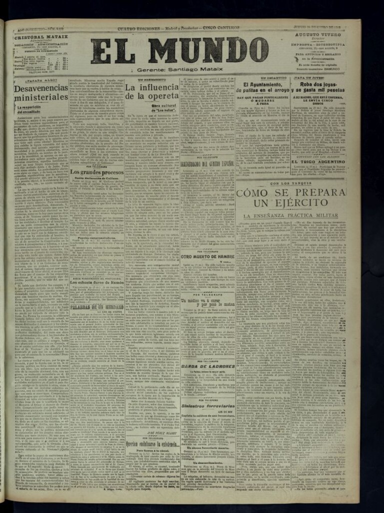 Miniatura de El Mundo del 24 de enero de 1918 (edición de provincias)