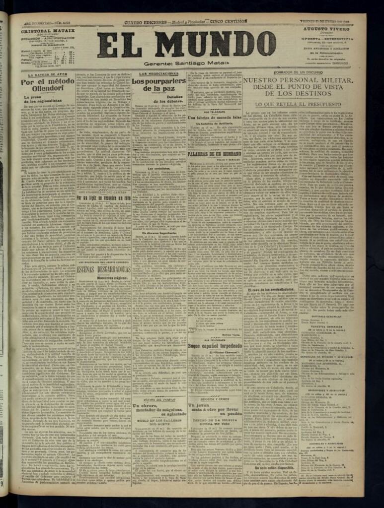 Miniatura de El Mundo del 25 de enero de 1918 (edición de provincias)