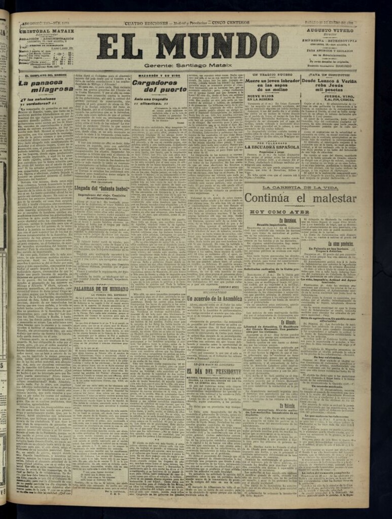 Miniatura de El Mundo del 26 de enero de 1918 (edición de provincias)