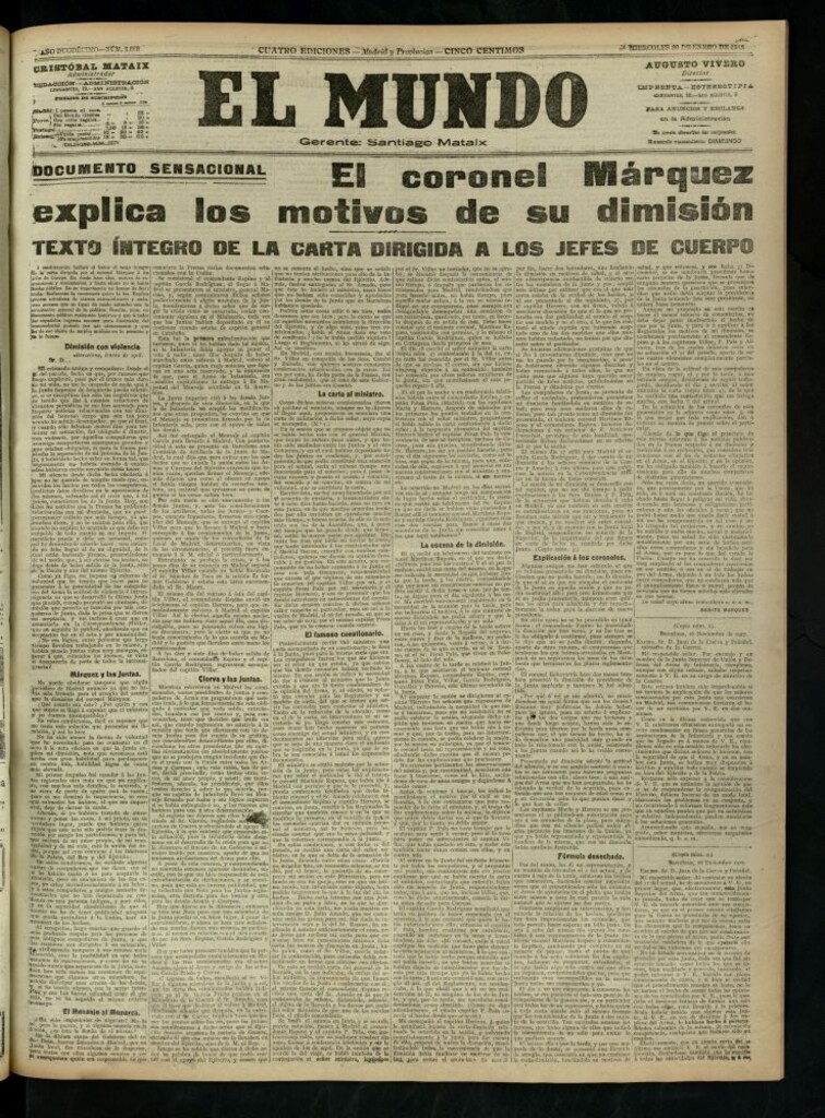 Miniatura de El Mundo del 30 de enero de 1918 (edición de provincias)