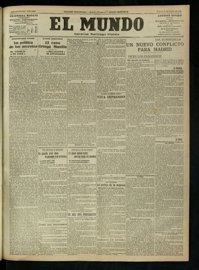 Miniatura de El Mundo del 31 de enero de 1918 (edición de provincias)
