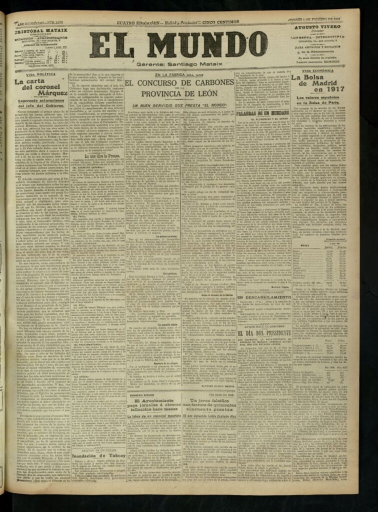 Miniatura de El Mundo del 1 de febrero de 1918 (edición de provincias)