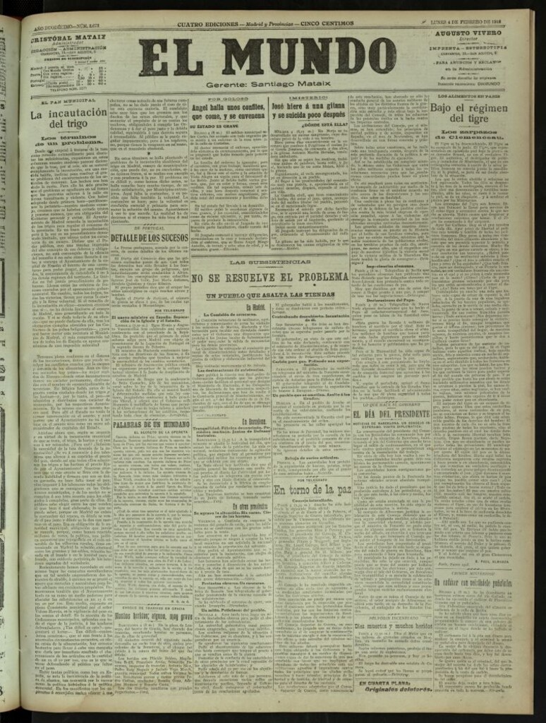 Miniatura de El Mundo del 4 de febrero de 1918 (edición de provincias)