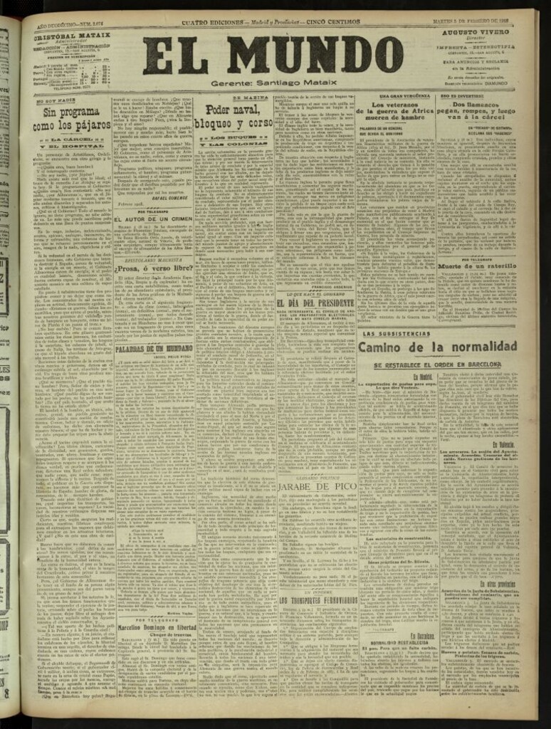 Miniatura de El Mundo del 5 de febrero de 1918 (edición de provincias)