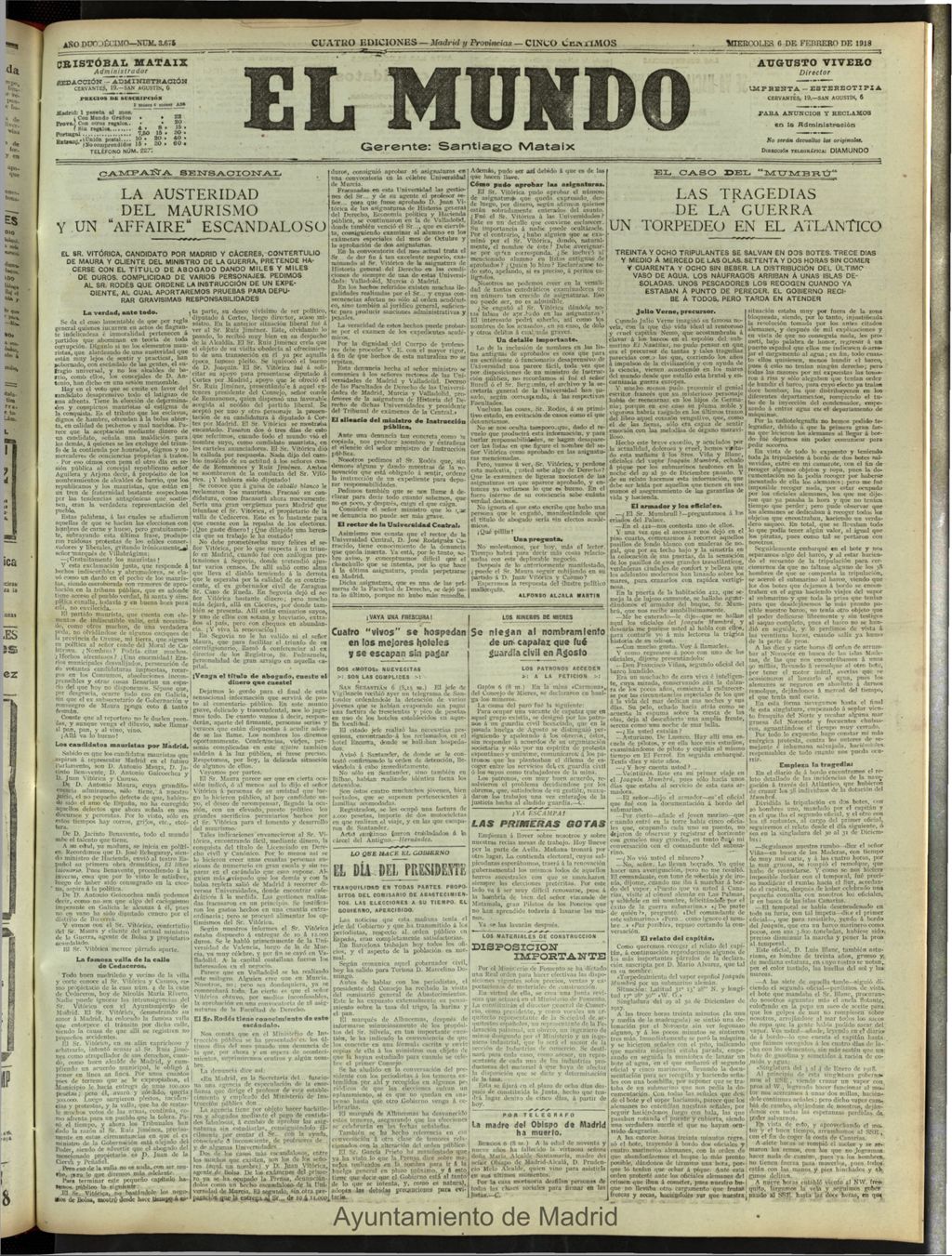 Miniatura de El Mundo del 6 de febrero de 1918 (edición de provincias)