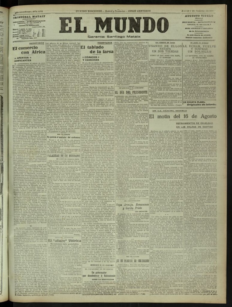 Miniatura de El Mundo del 7 de febrero de 1918 (edición de provincias)