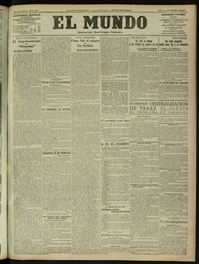 Miniatura de El Mundo del 9 de febrero de 1918 (edición de provincias)