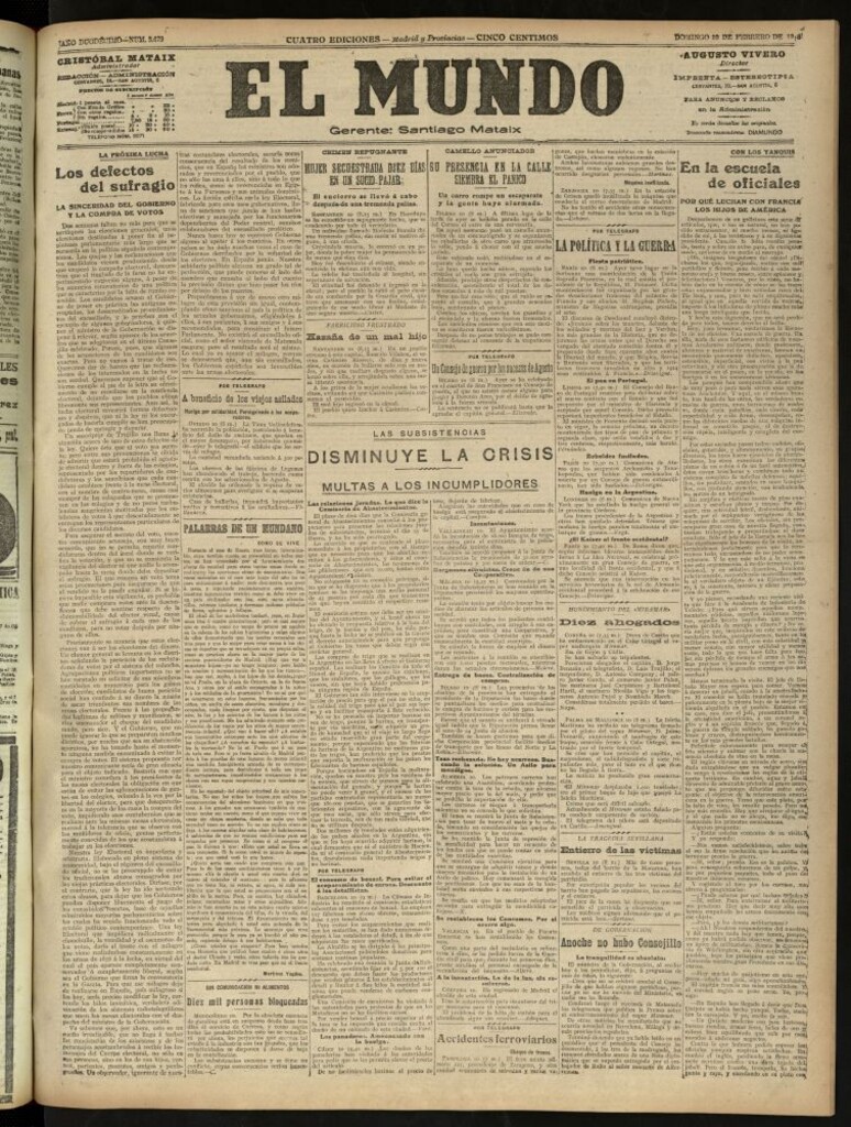 Miniatura de El Mundo del 10 de febrero de 1918 (edición de provincias)