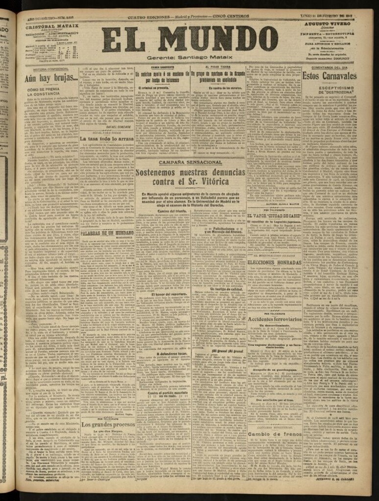 Miniatura de El Mundo del 11 de febrero de 1918 (edición de provincias)