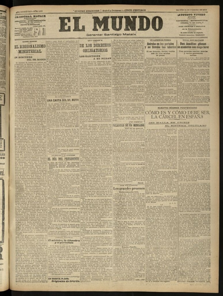 Miniatura de El Mundo del 12 de febrero de 1918 (edición de provincias)