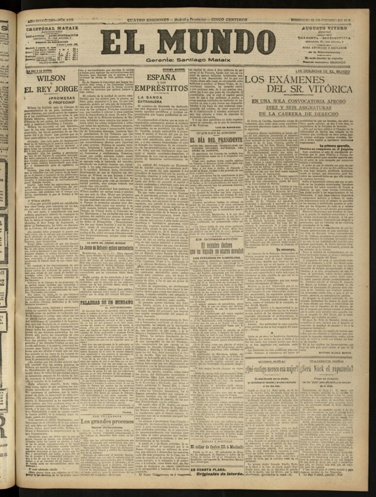 Miniatura de El Mundo del 13 de febrero de 1918 (edición de provincias)