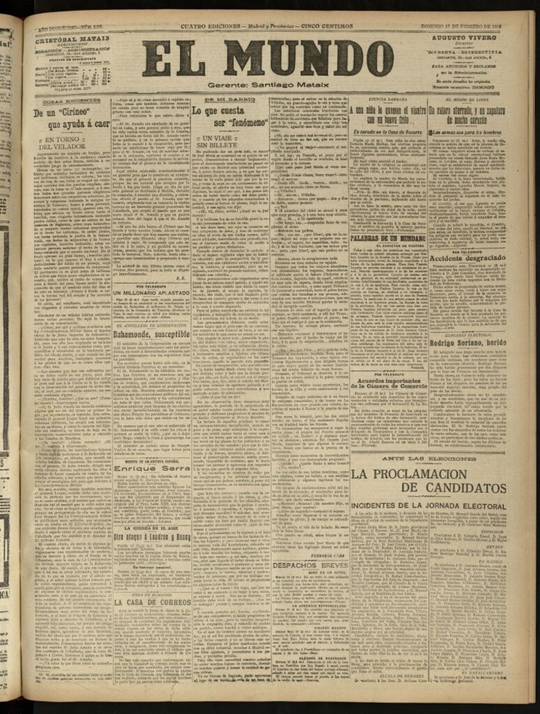 Miniatura de El Mundo del 17 de febrero de 1918 (edición de provincias)
