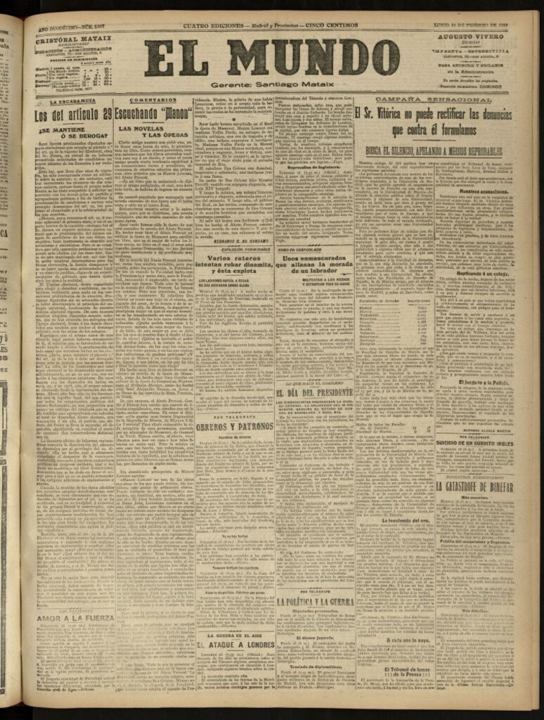 Miniatura de El Mundo del 18 de febrero de 1918 (edición de provincias)