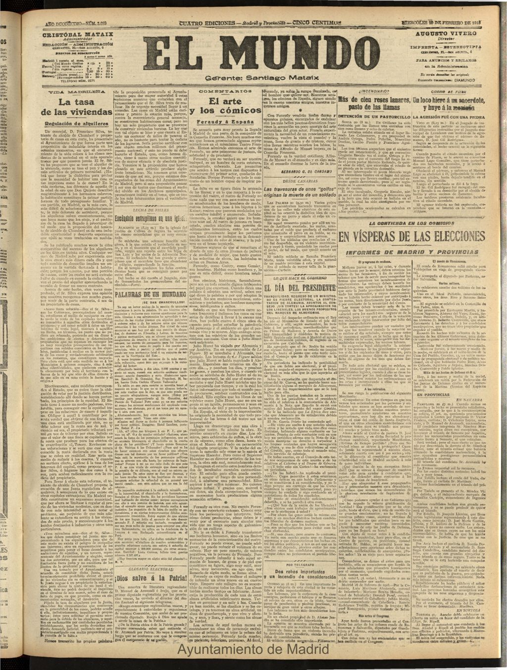 Miniatura de El Mundo del 20 de febrero de 1918 (edición de provincias)