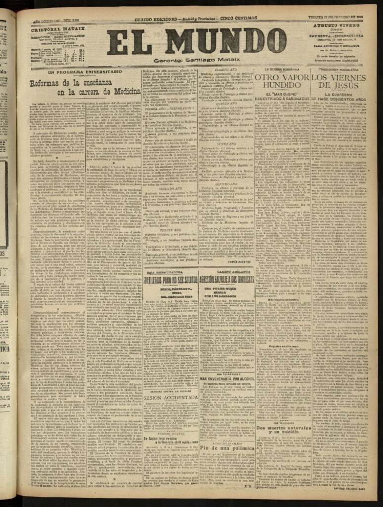 Miniatura de El Mundo del 22 de febrero de 1918 (edición de provincias)