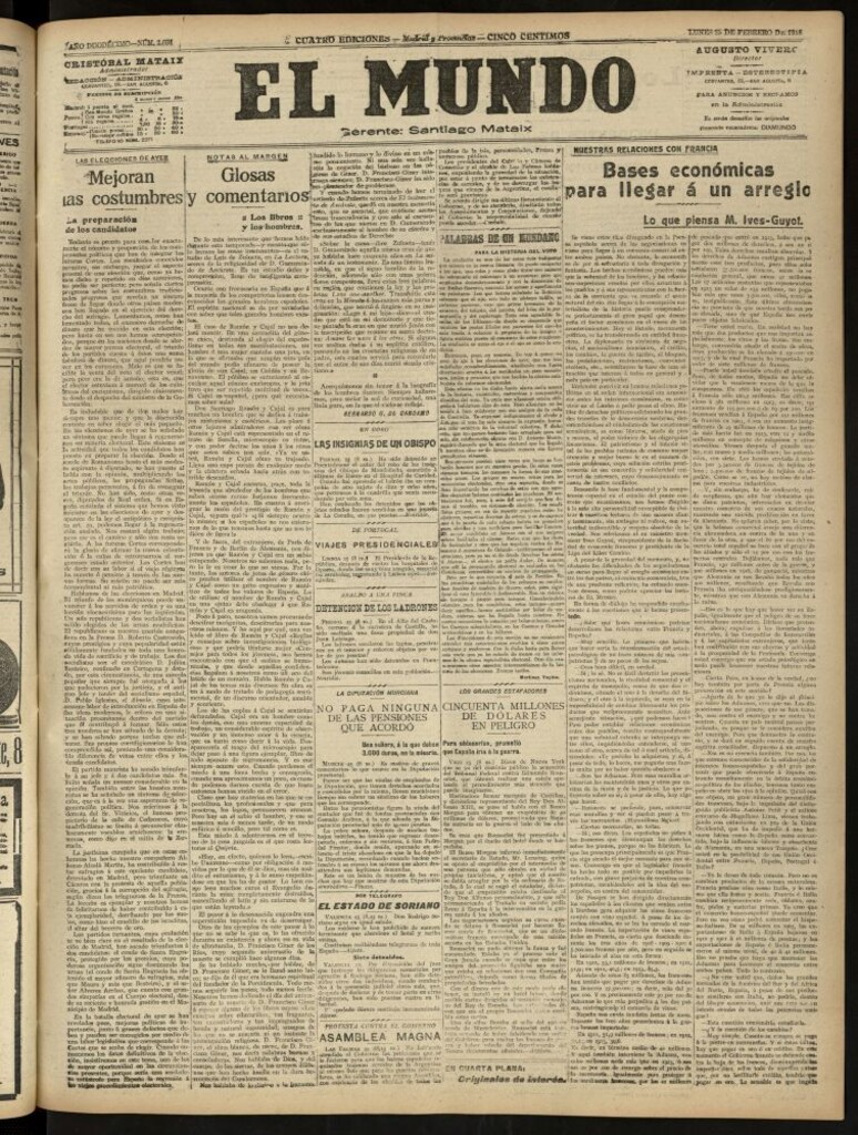 Miniatura de El Mundo del 25 de febrero de 1918 (edición de provincias)