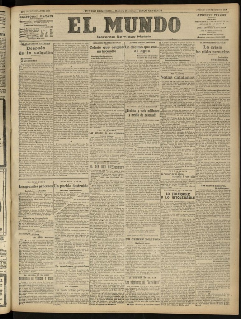 Miniatura de El Mundo del 1 de marzo de 1918 (edición de provincias)