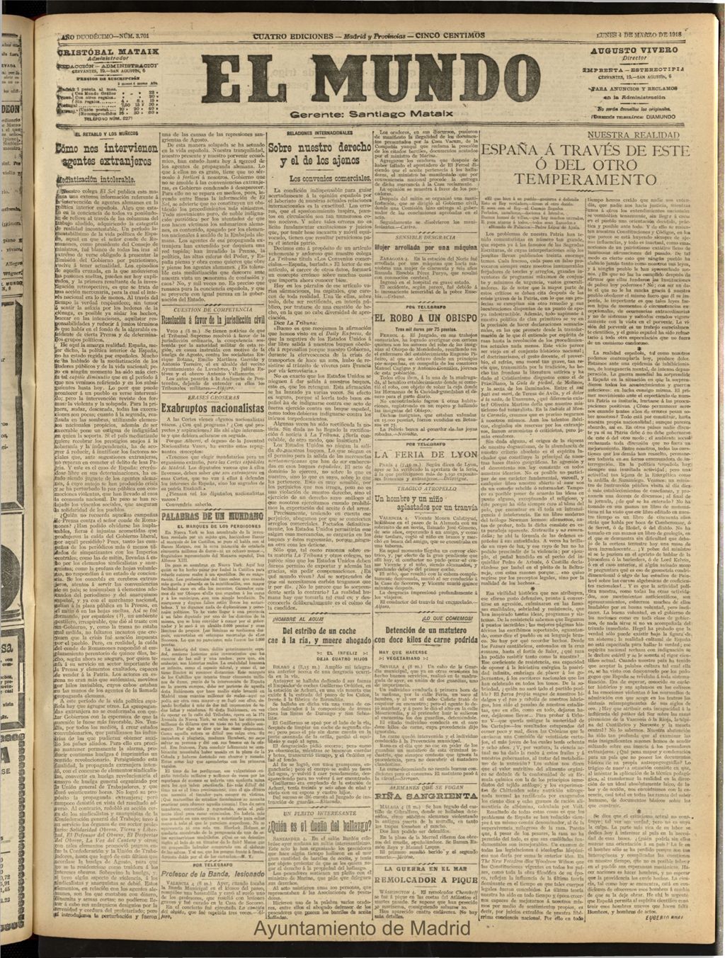 Miniatura de El Mundo del 4 de marzo de 1918 (edición de provincias)