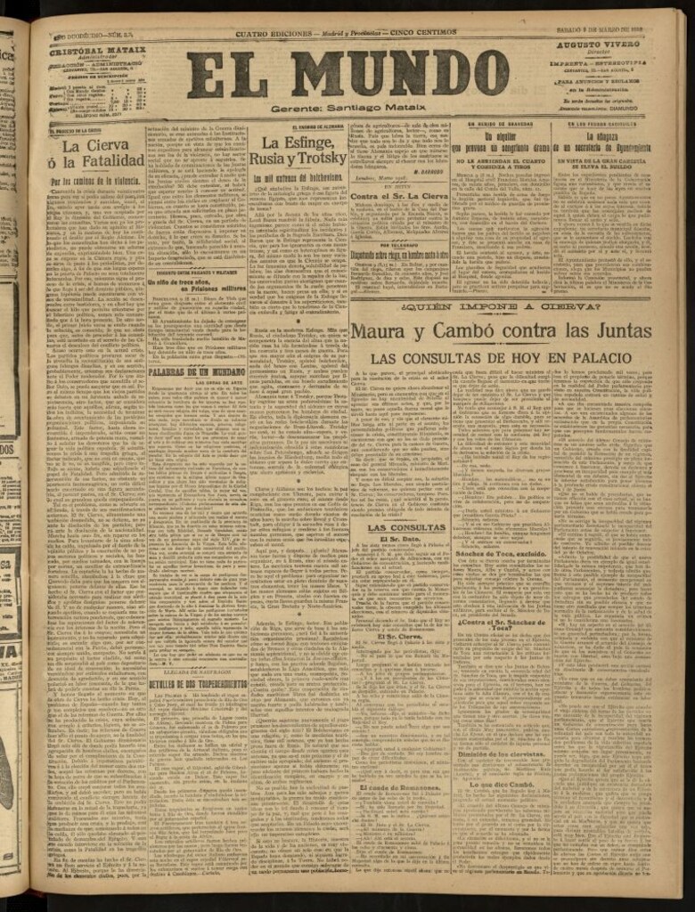 Miniatura de El Mundo del 9 de marzo de 1918 (edición de provincias)