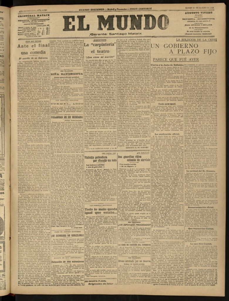 Miniatura de El Mundo del 11 de marzo de 1918 (edición de provincias)