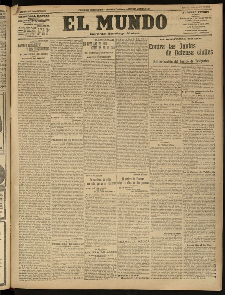 Miniatura de El Mundo del 14 de marzo de 1918 (edición de provincias)