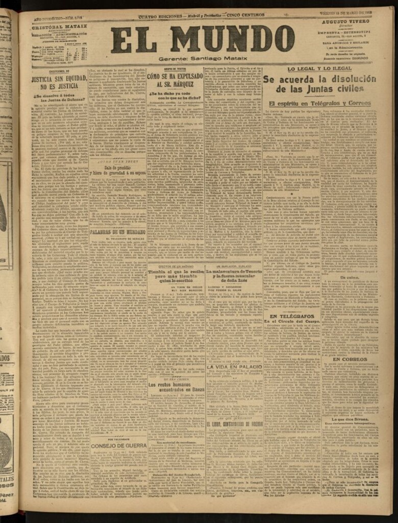 Miniatura de El Mundo del 15 de marzo de 1918 (edición de provincias)