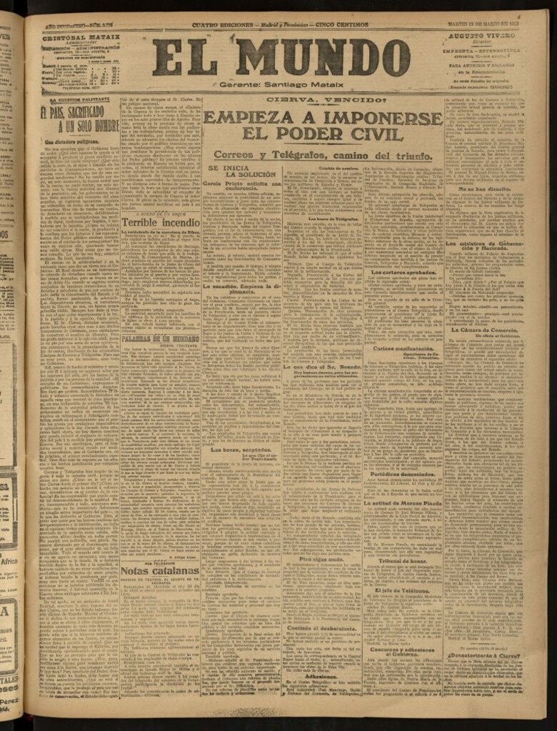 Miniatura de El Mundo del 19 de marzo de 1918 (edición de provincias)
