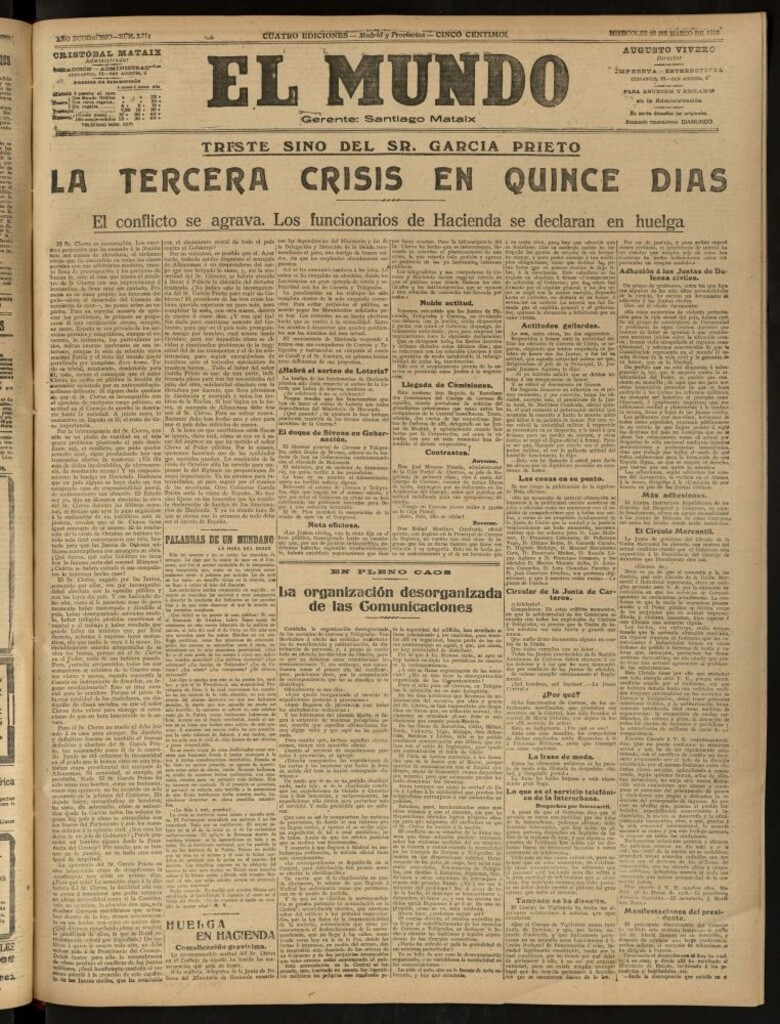 Miniatura de El Mundo del 20 de marzo de 1918 (edición de provincias)