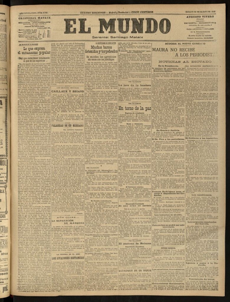 Miniatura de El Mundo del 23 de marzo de 1918 (edición de provincias)