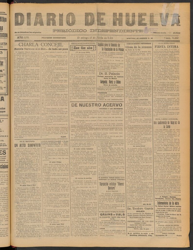 Miniatura de Diario de Huelva : periódico independiente del 17 de junio de 1923