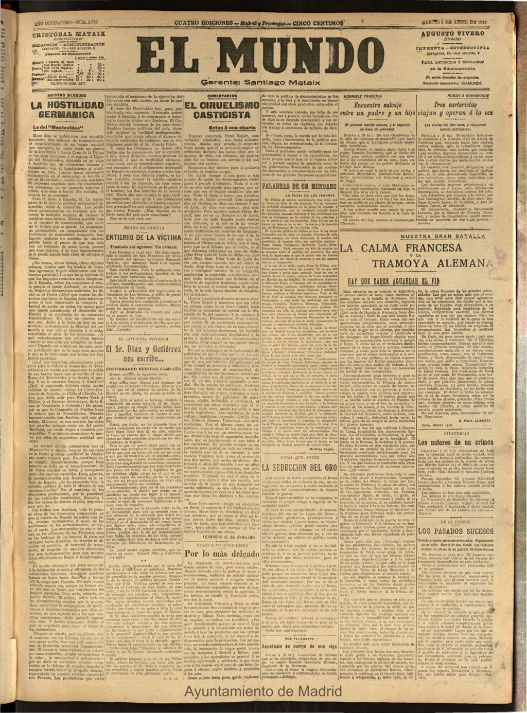 Miniatura de El Mundo del 2 de abril de 1918 (edición de provincias)