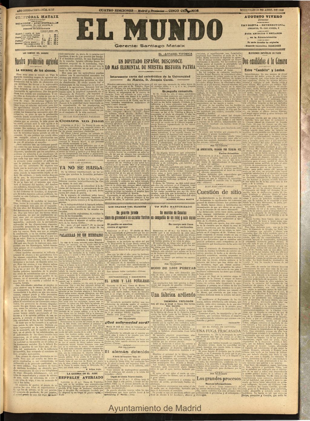 Miniatura de El Mundo del 10 de abril de 1918 (edición de provincias)