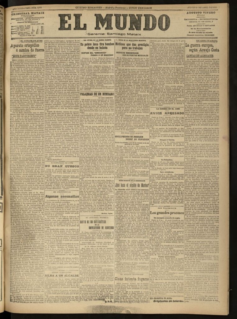 Miniatura de El Mundo del 25 de abril de 1918 (edición de provincias)