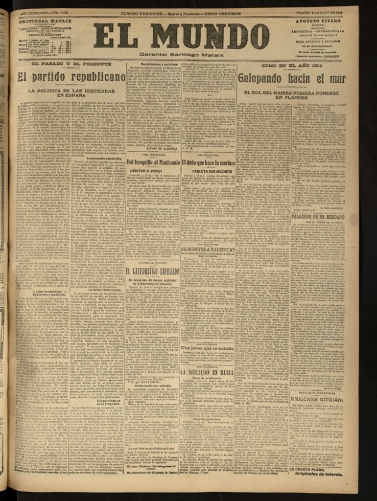 Miniatura de El Mundo del 3 de mayo de 1918 (edición de provincias)