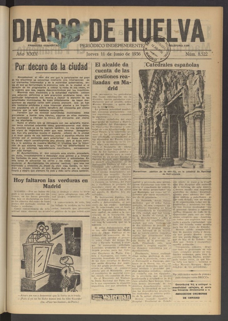 Miniatura de Diario de Huelva : periódico independiente del 11 de junio de 1936