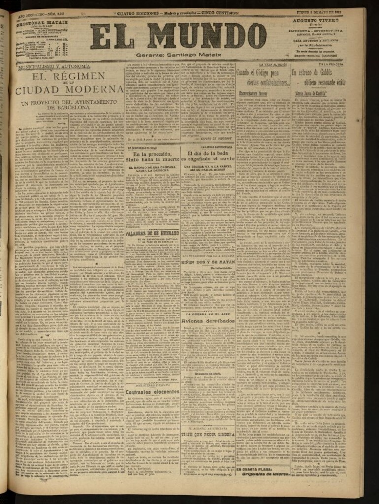Miniatura de El Mundo del 9 de mayo de 1918 (edición de provincias)