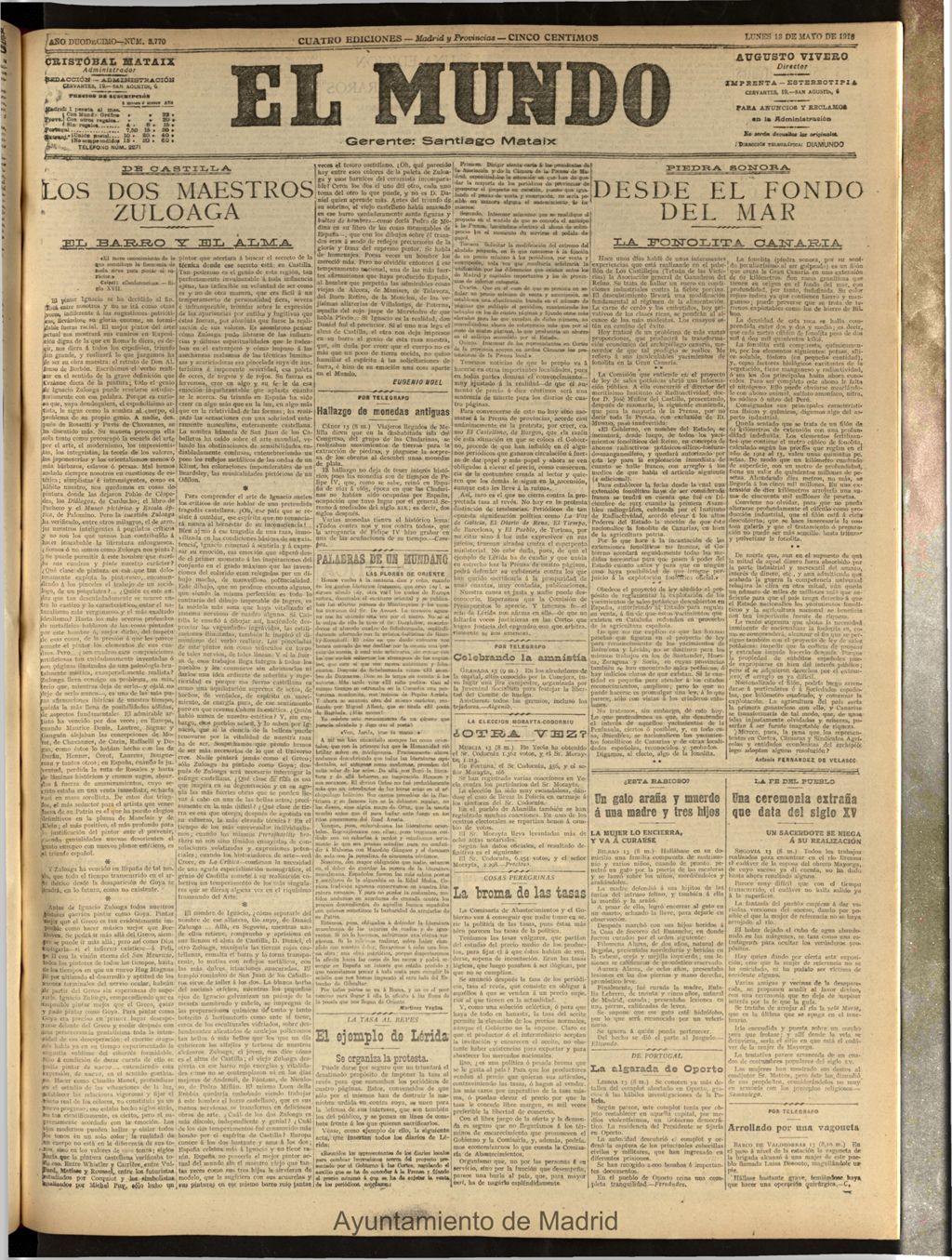 Miniatura de El Mundo del 13 de mayo de 1918 (edición de provincias)