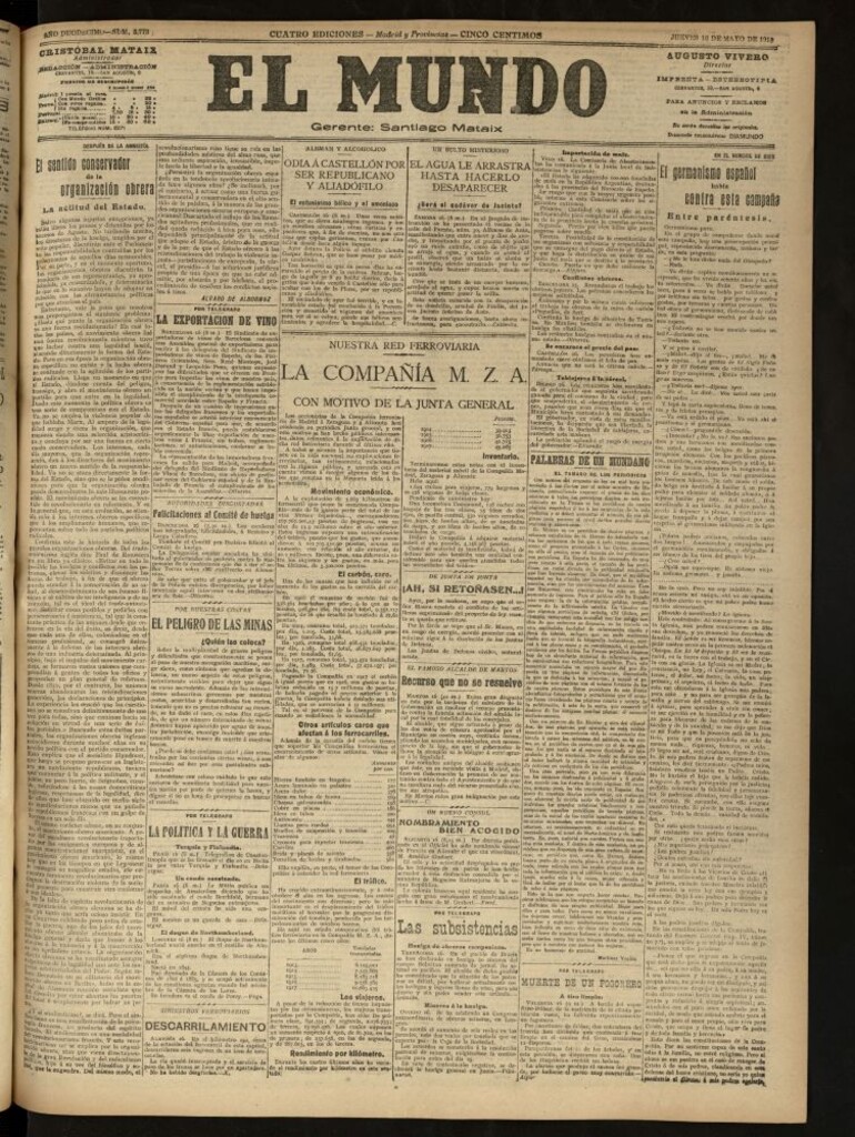 Miniatura de El Mundo del 16 de mayo de 1918 (edición de provincias)