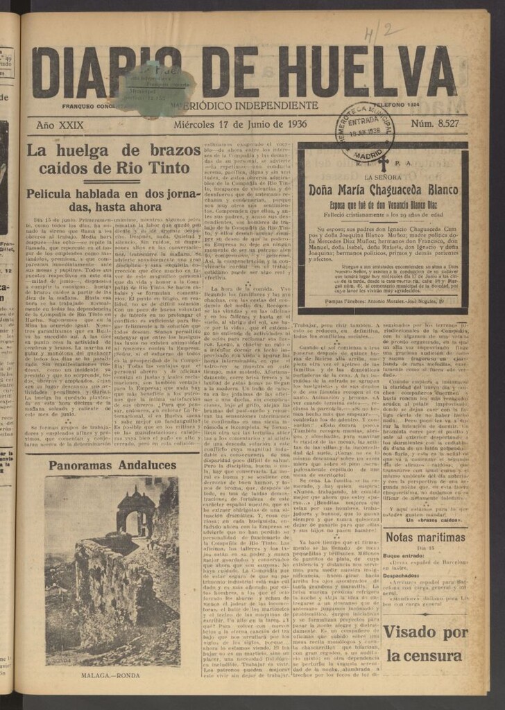 Miniatura de Diario de Huelva : periódico independiente del 17 de junio de 1936