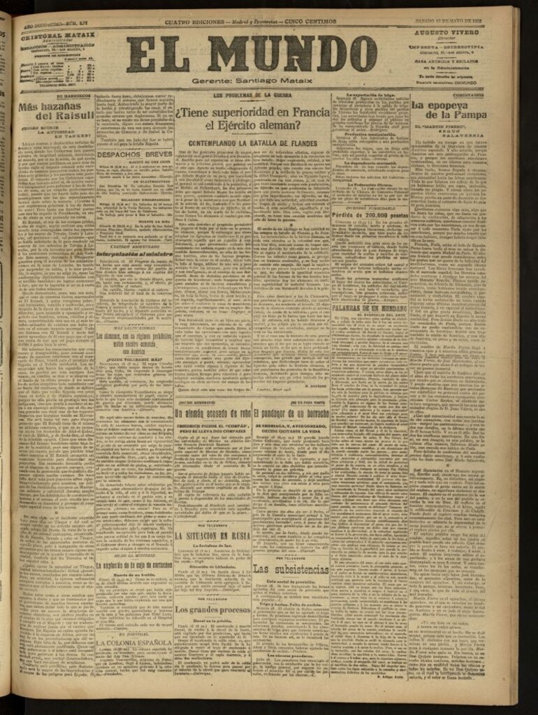 Miniatura de El Mundo del 18 de mayo de 1918 (edición de provincias)