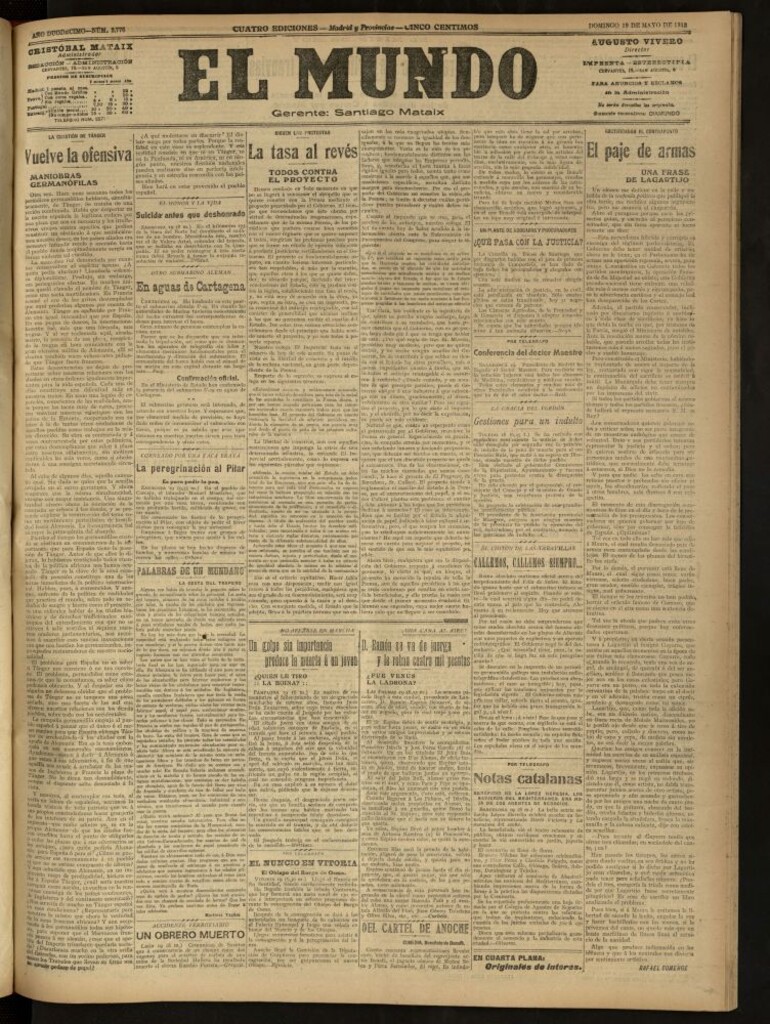 Miniatura de El Mundo del 19 de mayo de 1918 (edición de provincias)