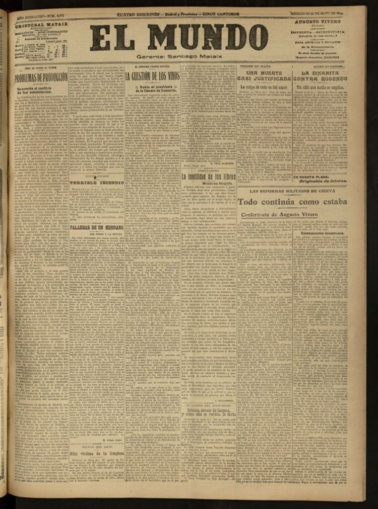 Miniatura de El Mundo del 22 de mayo de 1918 (edición de provincias)