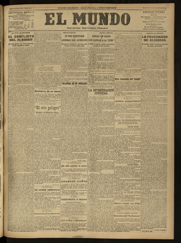 Miniatura de El Mundo del 26 de mayo de 1918 (edición de provincias)