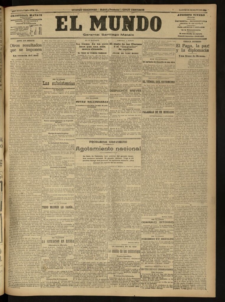 Miniatura de El Mundo del 28 de mayo de 1918 (edición de provincias)