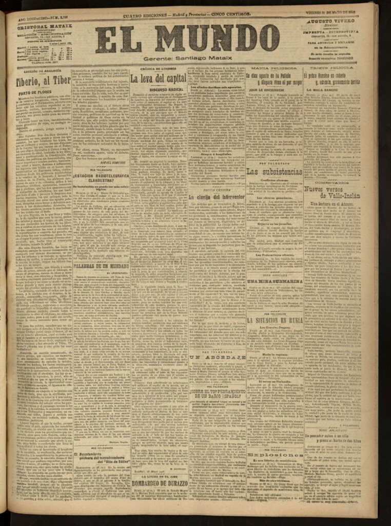 Miniatura de El Mundo del 31 de mayo de 1918 (edición de provincias)